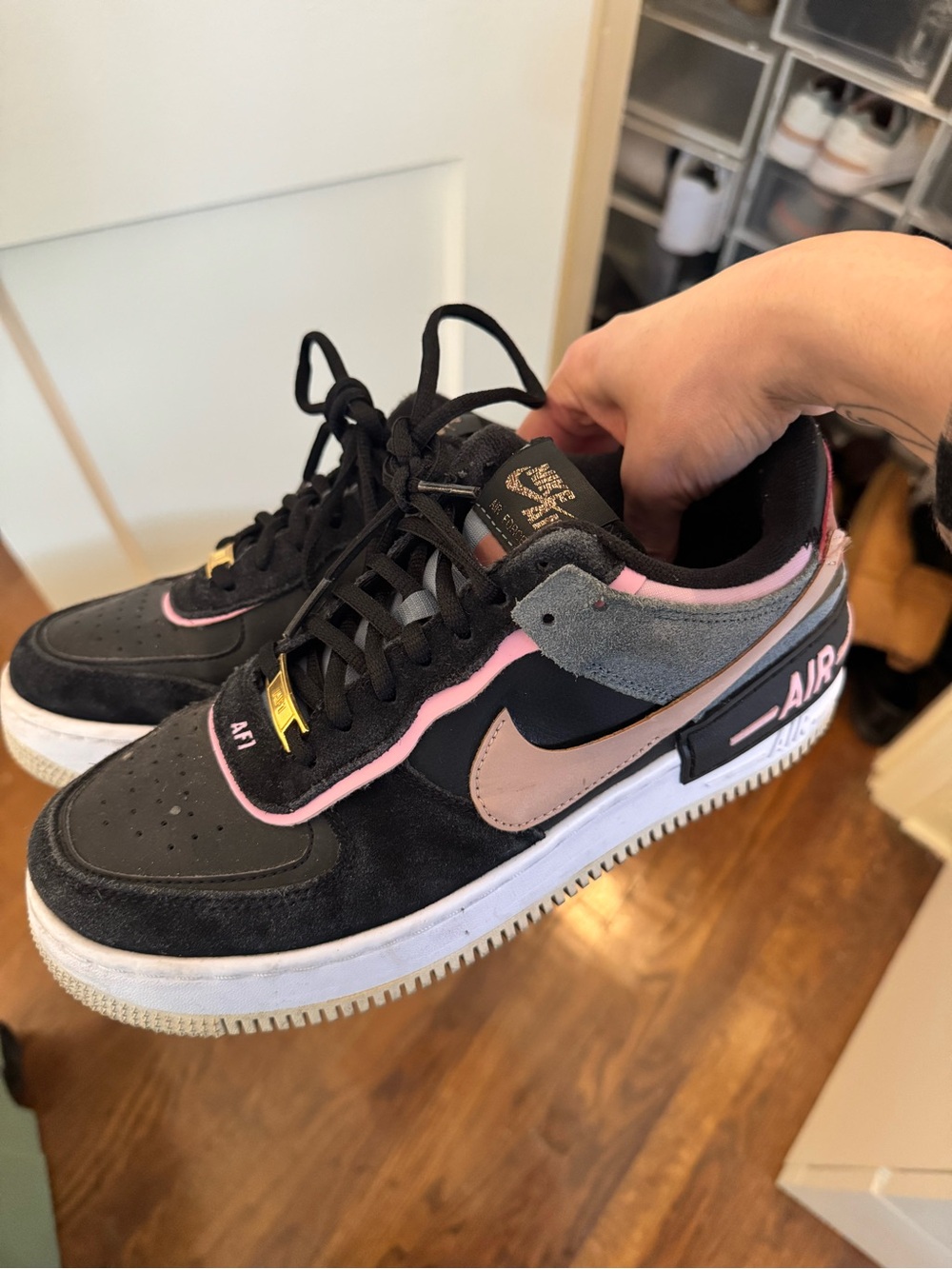 Nike Black Pink Tan Air Force Style Sneakers